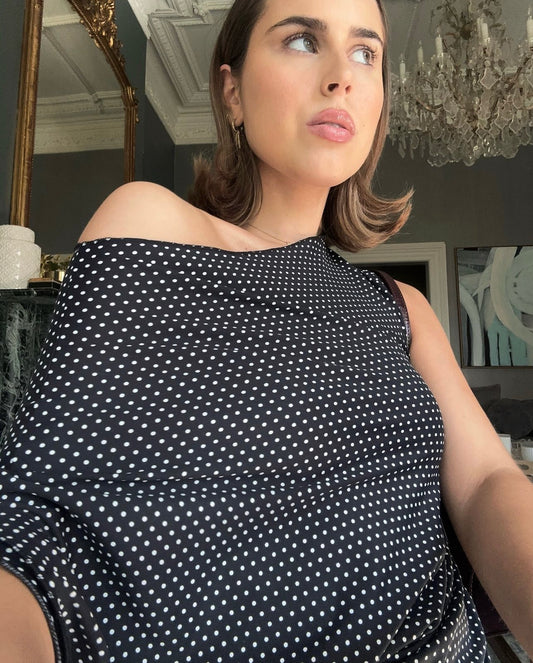 Dark grey and white polka dot top